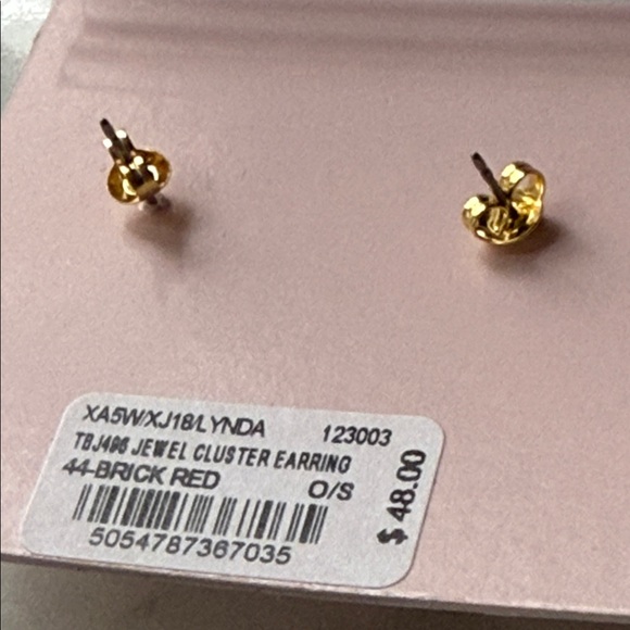 Ted Baker  Gold and Red Crystal Earrings - Picture 5 of 5